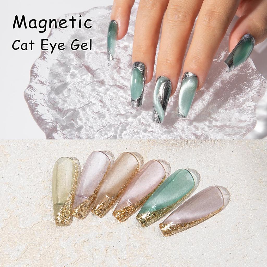 HONEY GIRL Ceramic Cat Eye Gel Polish Set: 12 Sparkling Colors for Bright, Popular Cat Eye Nails.