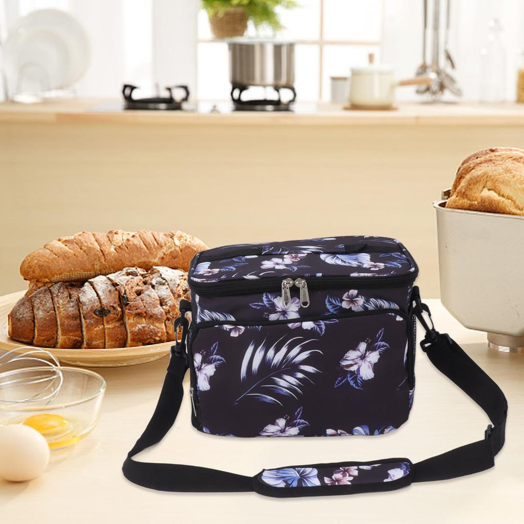 Insulated Lunch Bag Waterproof Large Capacity Portable Cooling Lunch Box Bag for Outdoor Camping Travel Floral