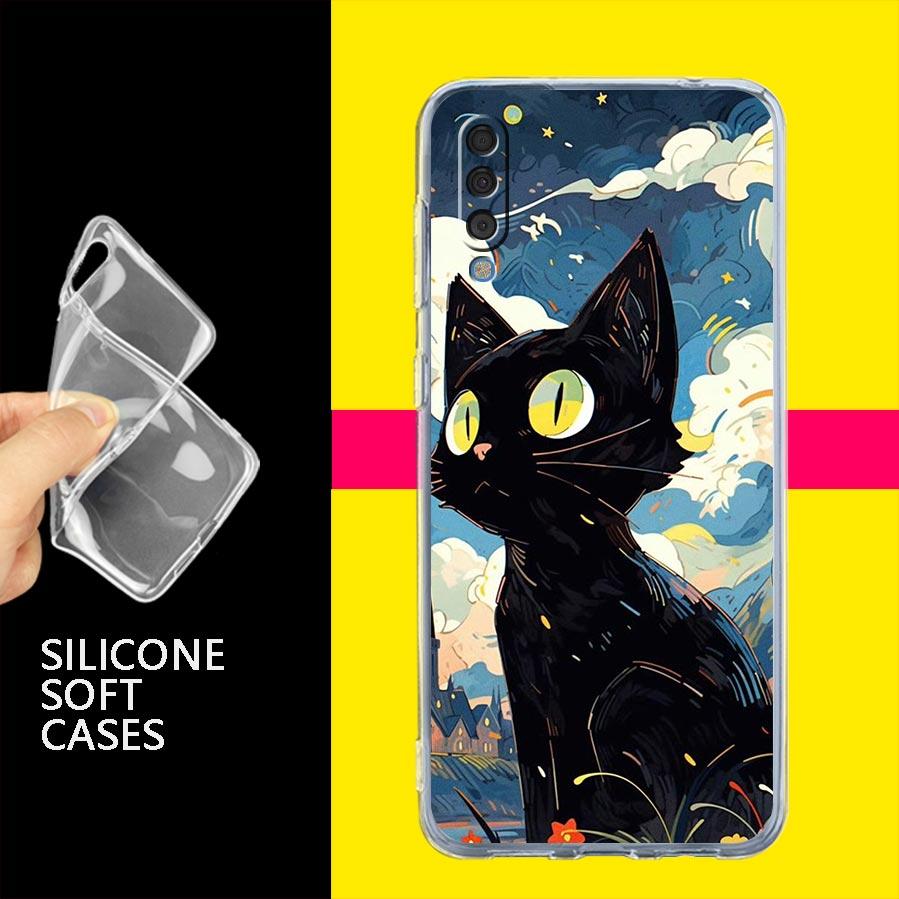 Cat-Printed Phone Case For Samsung A14 5G A12 A22 A32 A34 A42 A52 A54 A50 A70 A30 A40 A20E A10S A20S A02S A04S Silicone Cover
