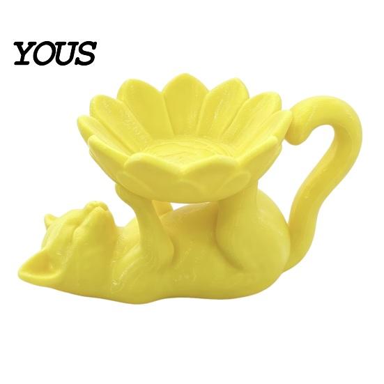 Unique Home Decor 3D Printed Lazy Lying Cat Lotus Jewelry Tray, Cute Figurine Office Desk Storage Trinket Dish, Desktop Catchall for Rings Earrings