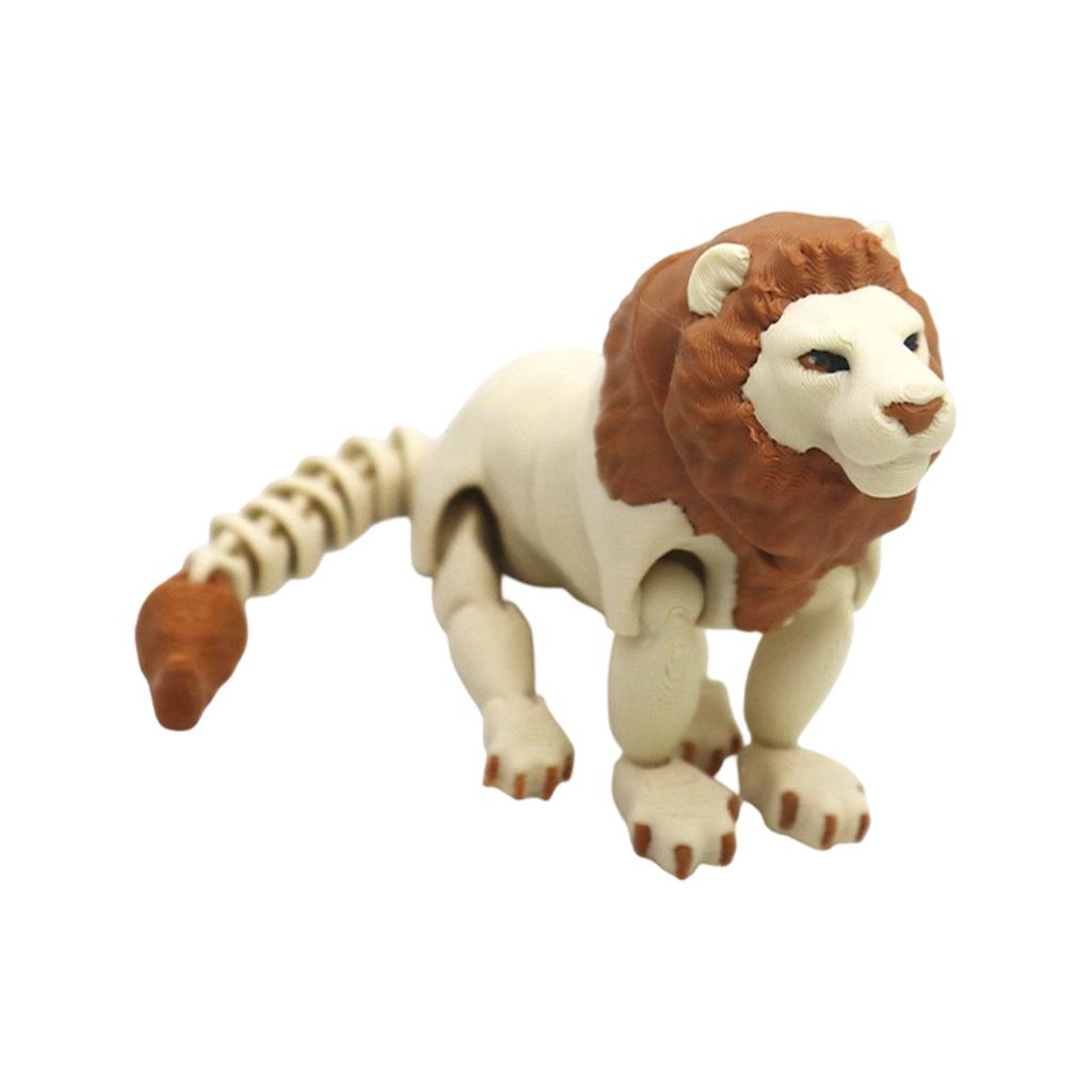 3D Printed Articulated Lion Figurine Model with Movable Joints Realistic Animal Sculpture for Display and Collection