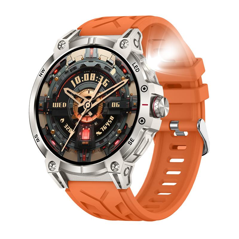 KC89 Smart Watch Men Outdoor Sports LED Flashlight Copmpass Bluetooth Call AI Voice Health Monitoring Fitness Track Smartwatch