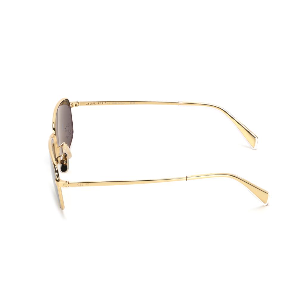 Celine Logo Metalowe Prostokątne Okulary Przeciwsłoneczne Damskie Okulary Przeciwsłoneczne Złote 4S285CMSB.