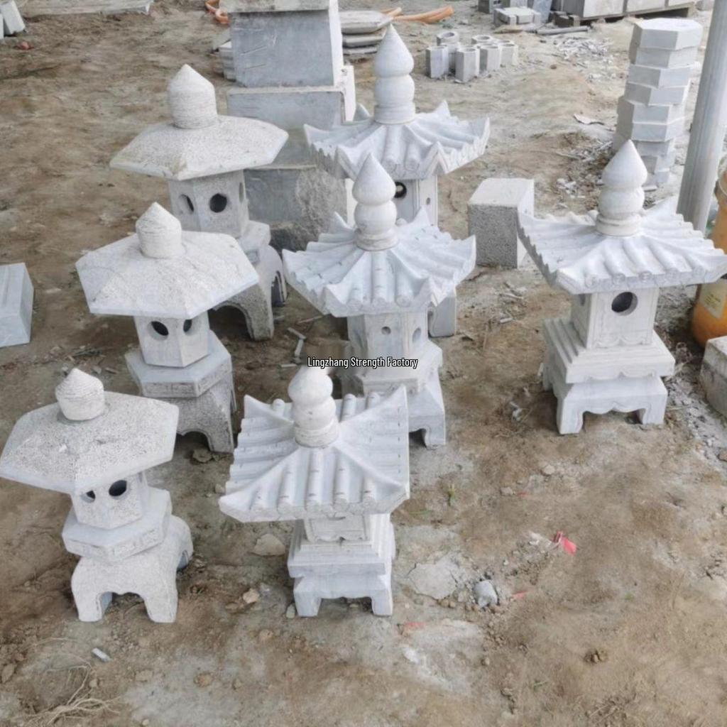 Antique Chinese Solar Stone Lantern: Bluestone Outdoor Decorative Ornament