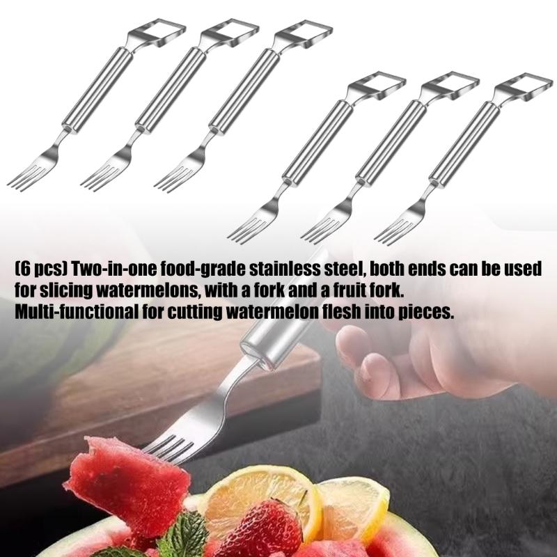 Professional Stainless Steel Watermelon Slicer With Fork Fruit Cutter Gadget Multifunctional Kitchen Tool For Home Use