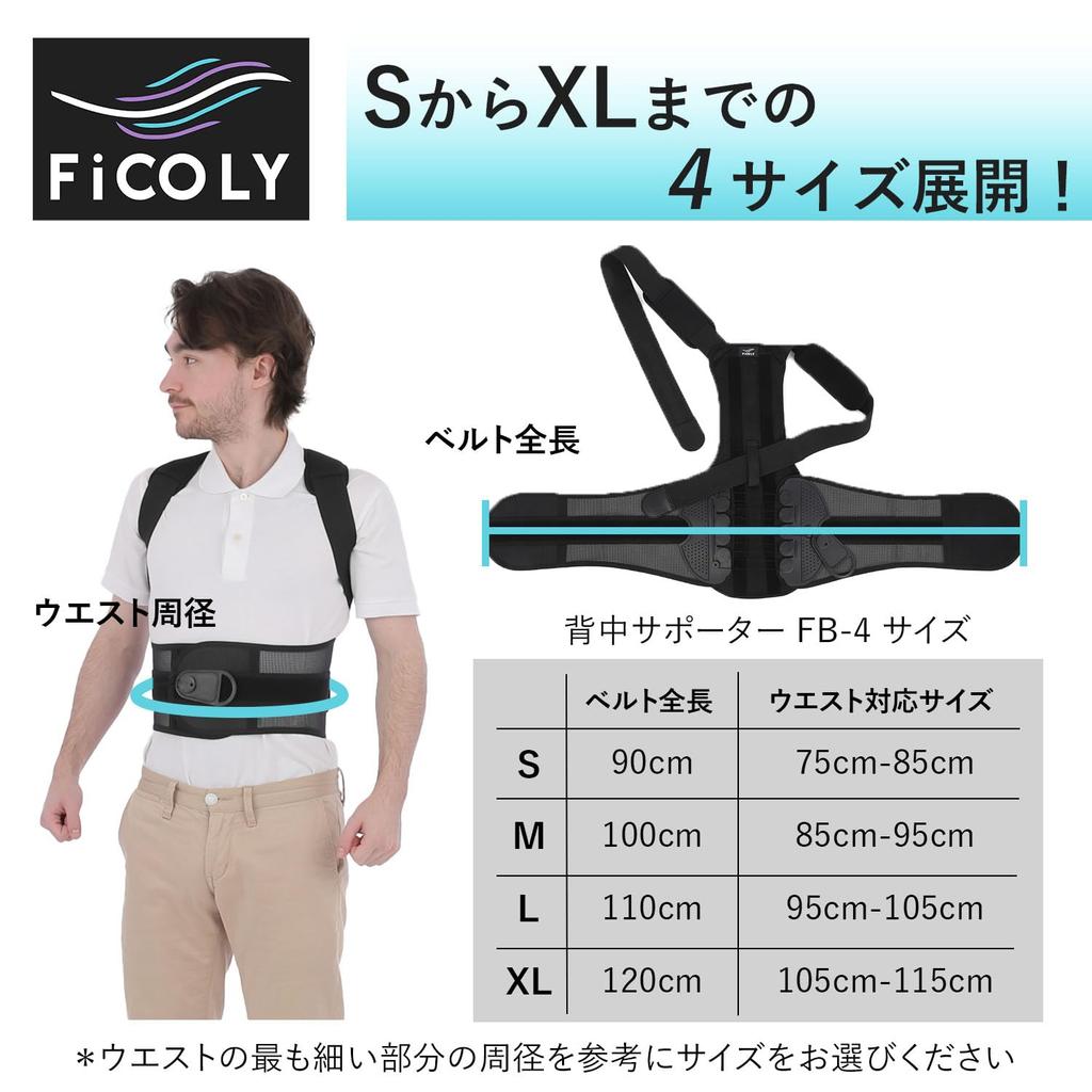 FiCOLY Back and Waist Posture Supporter with Mesh Back Posture Supporter, Pulleys, Support, 2-Way Belt, Corset, Unisex, FB-4 (L)