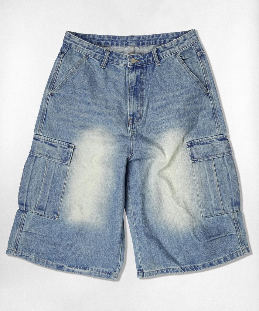 Nasyujeueol Usual Washed Bermuda Cargo Washed 3/4 Length Denim Pants 5 Colors (Type B)