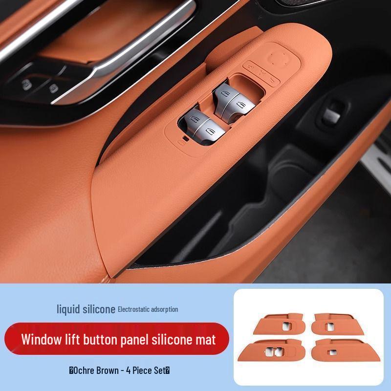 Mercedes-Benz GLC300L/C260L Power Window Panel Sticker & Door Handle Protection Pad 2022-2025 C260L, Window Panel Silicone Pad, Brown
