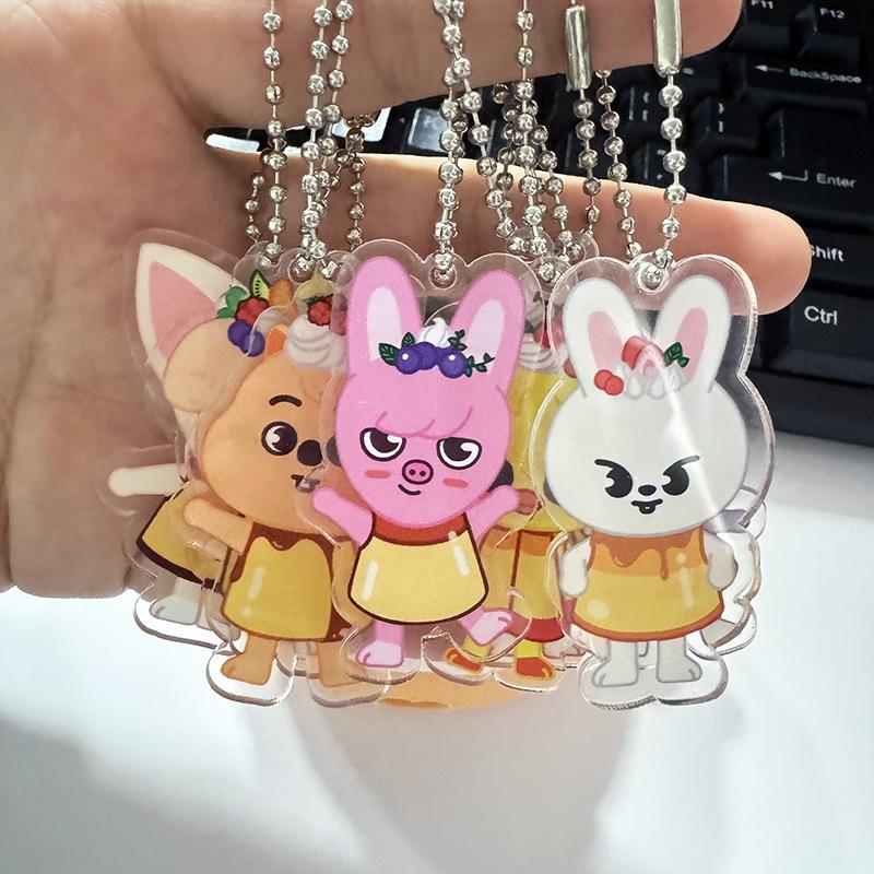 Stray Kids SKZOO Pudding Series Acrylic Keychain Cute Cartoon Animal Character Ball Chain Bag Pendant Fan Merchandise Gift for STAY