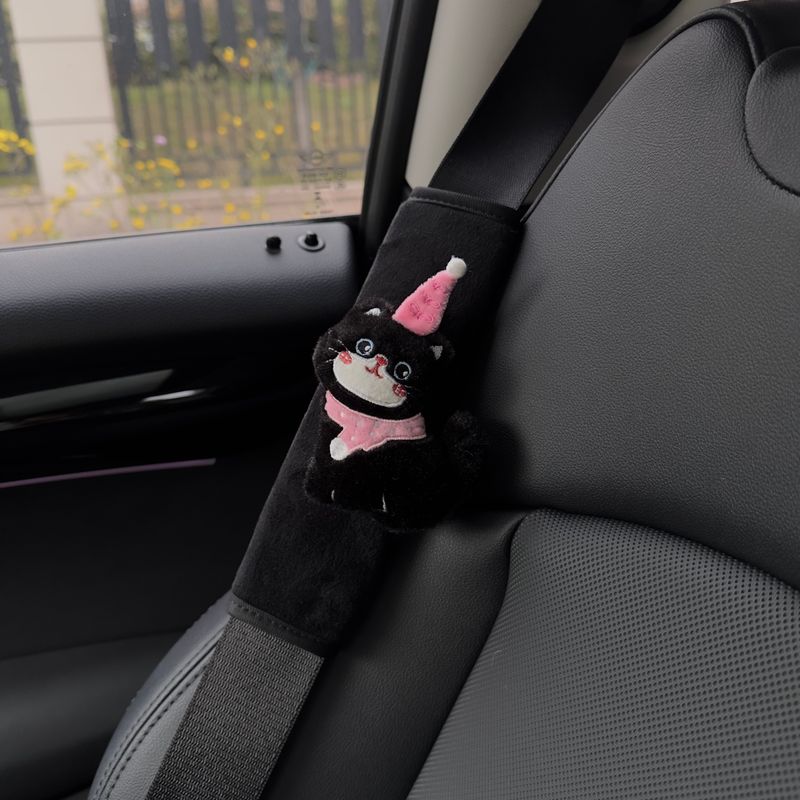 Plush Cat Car Seatbelt Shoulder Pads, Cute Car Decoration Shoulder Pads, In-Car Couple Decorations