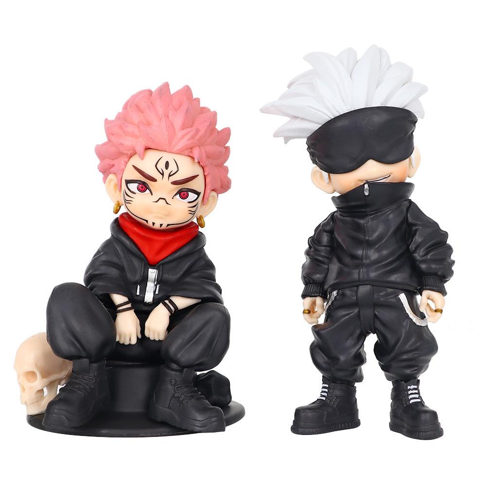 Jujutsu Kaisen Módní hračka: Gojo Satoru Stojící & Tygří hůl Hisahito Sedící Figurky - Q Verze Ozdoby do auta