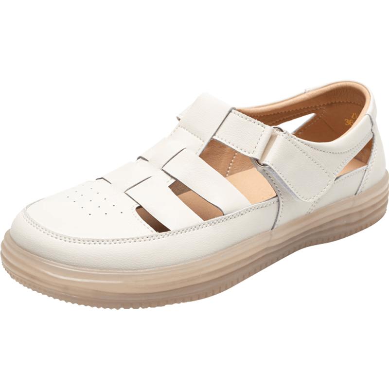 ZHR Women s Genuine Leather Closed-Toe Thick-Sole Sandals BT85 38 бежевый