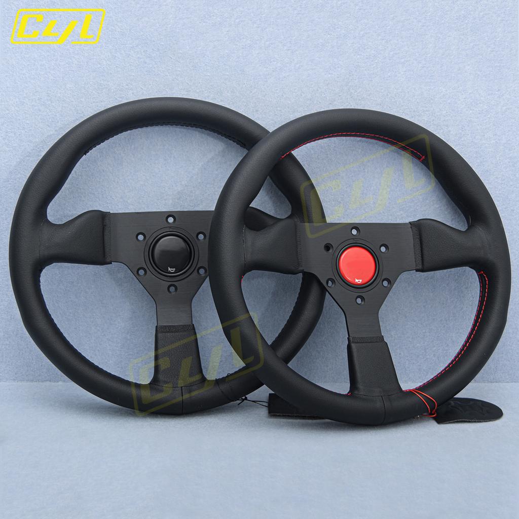 JDM 12.5inch 315mm Microfiber Leather Steering Wheel Red Stitching Racing Sports Steering Wheel