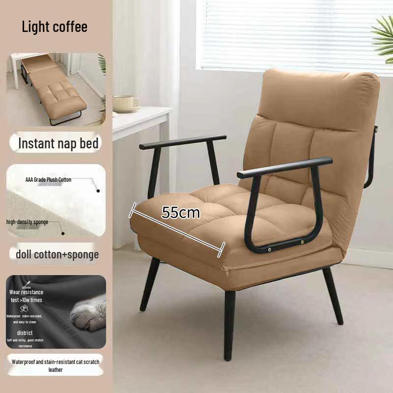 Dual-Use Reclining Office Chair: Foldable Nap Bed/Sofa Seat with Adjustable Backrest