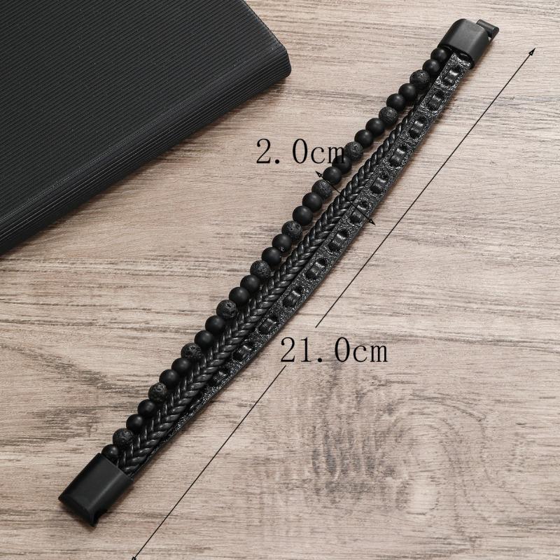 Fashion Personality Trend, Leather Natural Stone Hand-woven Jewelry, Men's Jewelry Bracelet