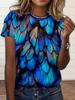 Summer Fashion Peacock Flower 3D Print T-Shirts Women Casual Short Sleeve T Shirt Streetwear Round Neck Tees Top Female Clothing