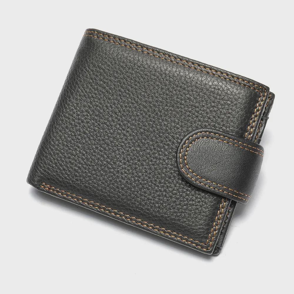 Clutch-Geldbörse aus echtem Leder für Herren: Kurzer multifunktionaler Kartenhalter aus Rindsleder mit Dollarclip und Münzfach.