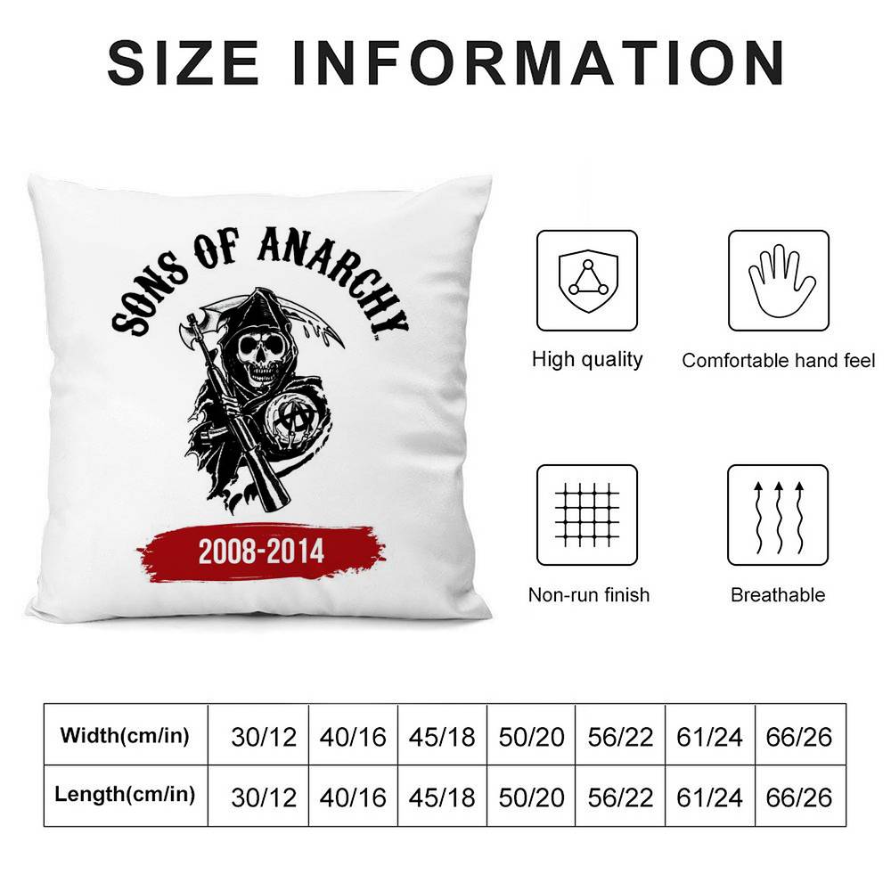 Cool S-Sons Of A-Anarchy Pillow Case Sofa Living Room Bedroom Double-Sided Printing Square Cushion Nap Time Pillow Case