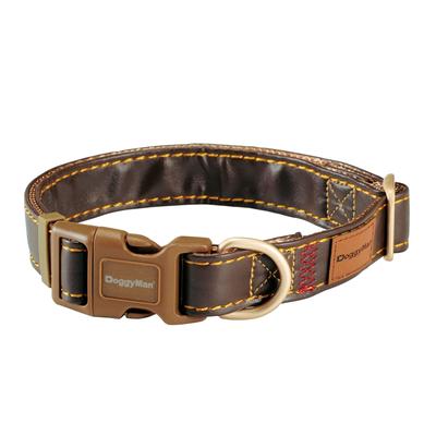 Doggyman Tailor Dog Collar L Leather Style Brown Doggy's (Neck)