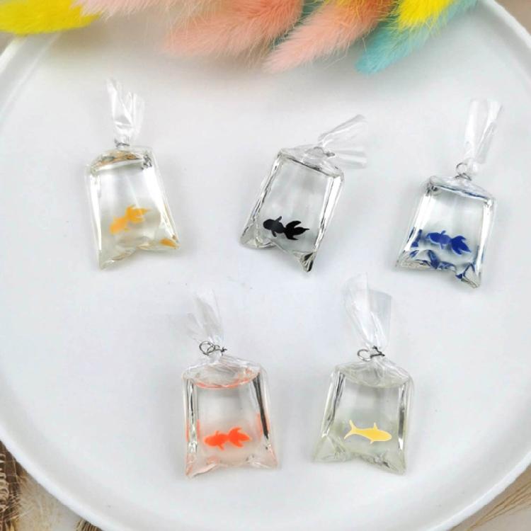 Unique Resin Goldfish Water Bag Charm for Keychain Making Decorative Pendants