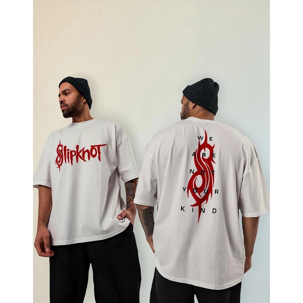 

Cool Pattern Printed T Shirt Cotton Short Sleeved Men s Rock Band Uniform Men s Double Sided Printed Short Sleeved Top XL білий