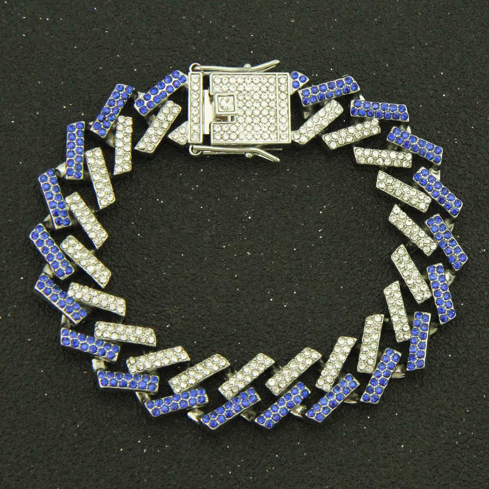 15MM Paved Rhinestones Prong Cuban Link Chain Bracelet for Men Women Bling Iced Out Cuban Bracelet Hip Hop Rapper Jewelry Gift