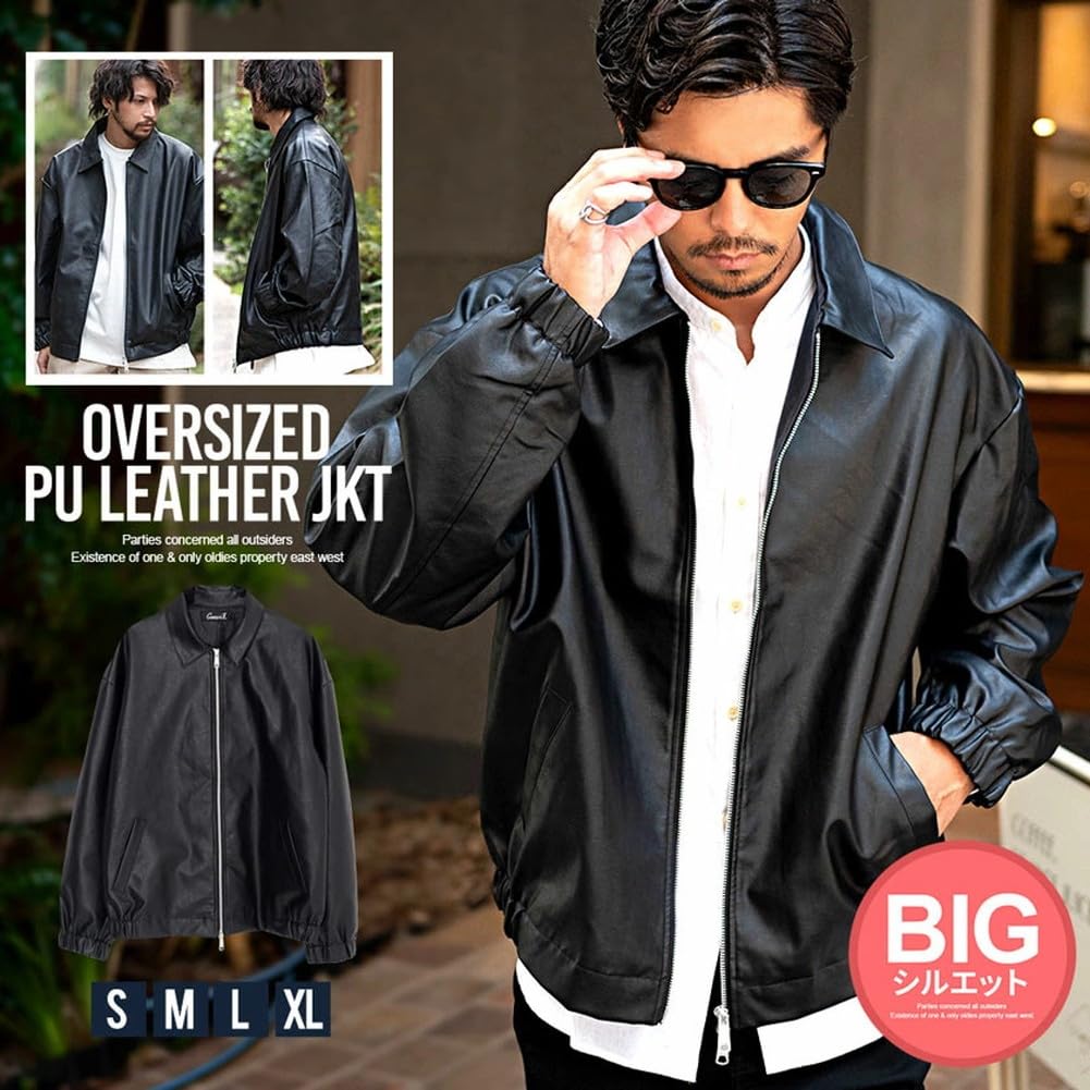 SILVER BULLET CavariA Unisex Oversized PU Leather Size 44 Black Men's Jacket, CATN23-13, (M),