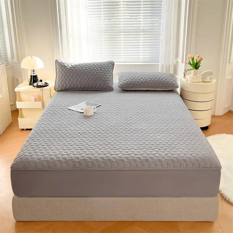 New Class a Antibacterial Waterproof Four Seasons Cotton Padded Thickened Fitted Sheet Mattresses Protective Cover