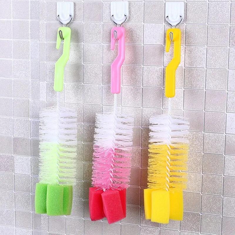 1/2pcs Baby Bottle Brush Multi-Purpose Long Handle Fine Hair Sponge Cleaning Brush Household Dishwashing Cup Washing Cleaning To