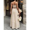 Women Striped Backless High Waist Suspender Maxi Casual Vacation Dress