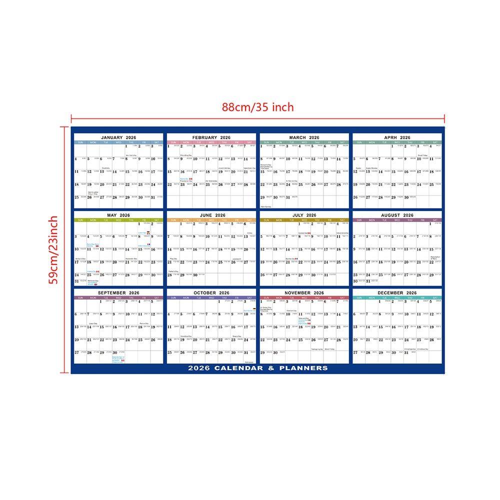 Zweiseitiger großer Wandkalender 2026 Arbeitszeitplaner für Homeoffice und Schule