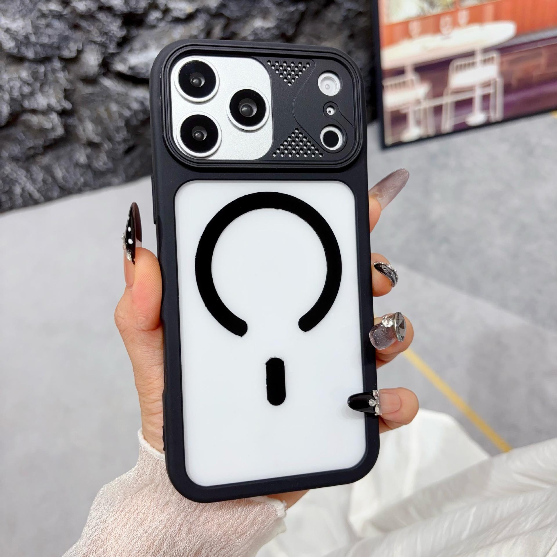 iPhone 17 Pro Max Magnetic Skin-Feel Transparent Drop-Proof Case 16Pro чёрный