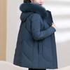 Real Fur Collar Middle Age Women's Puffer Jackets Winter Vintage Parkas Hooded Plus Size Elegant Thick Warm Down Coats Woman Outerwears