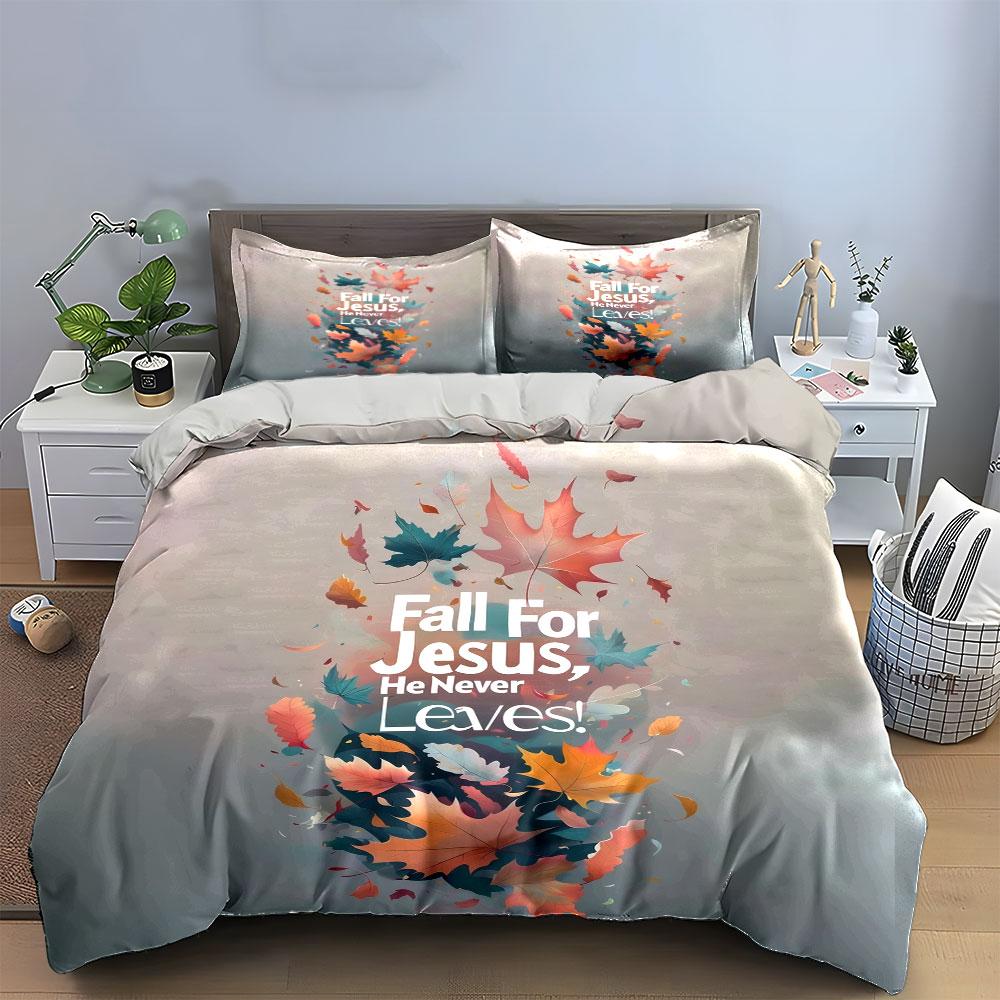 Autumn-Themed Christian Decor Set Kid'S And Adults' Bedroom Decor, Exquisite Three-Piece Bedding Set Gift