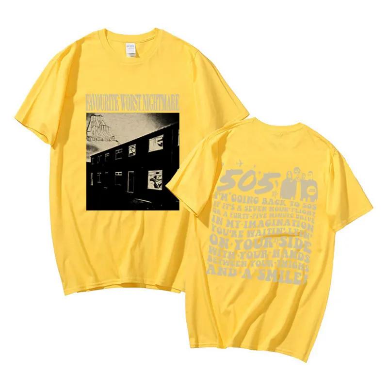 Vintage Favourite Worst Nightmare T Shirt Arctic Monkeys 505 Lyrics Print Tee Shirt for Men Women Hip Hop Punk Oversized T-shirt