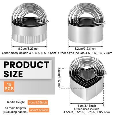 15 Pieces Biscuit Cutter Set Stainless Steel Biscuit Cutters with Handles Professional Biscuit Cutter Tool Multipurpose Cookie