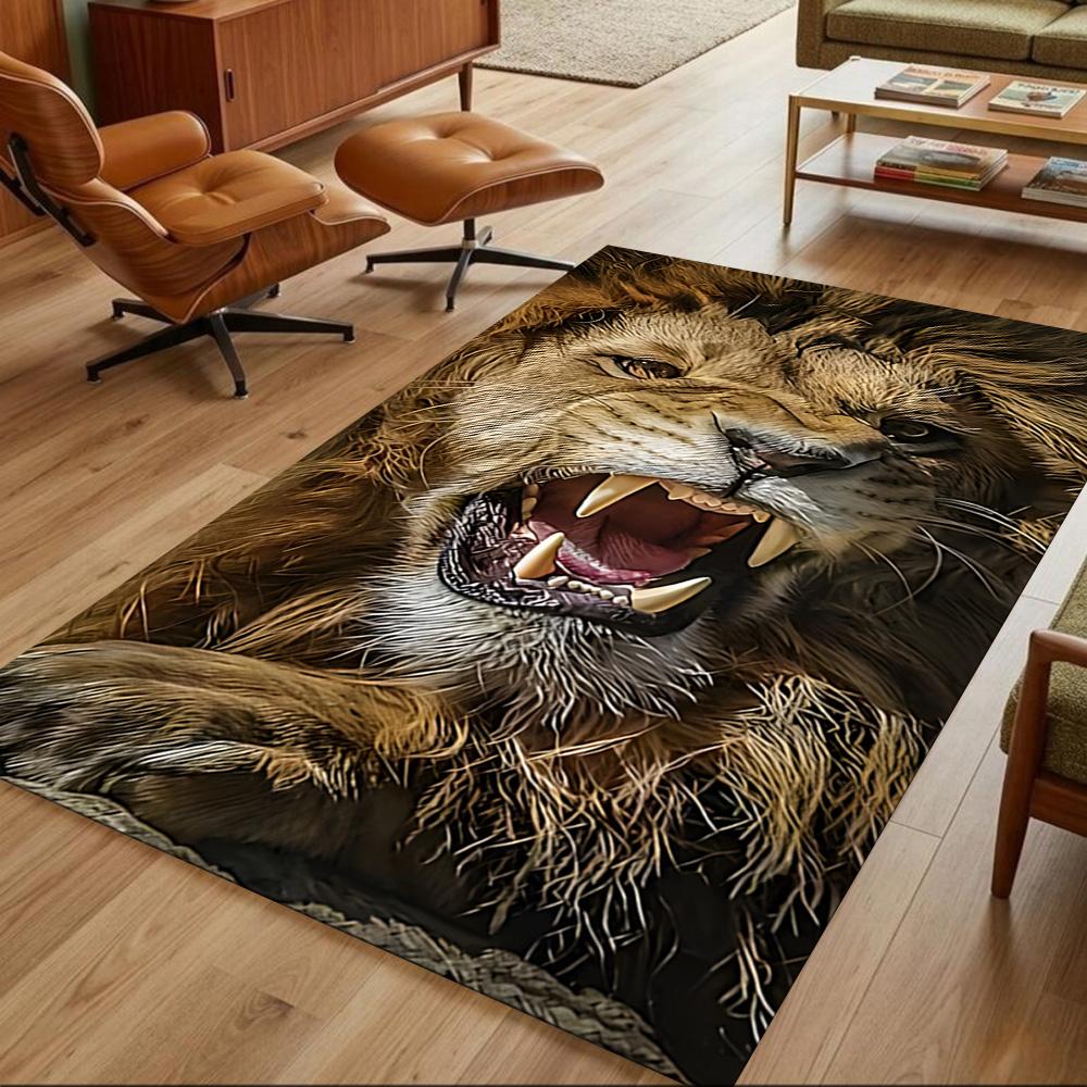 Lion And Cub Bond Non-Slip Home Carpet Design for Office Decor Living Room Bedroom Gift
