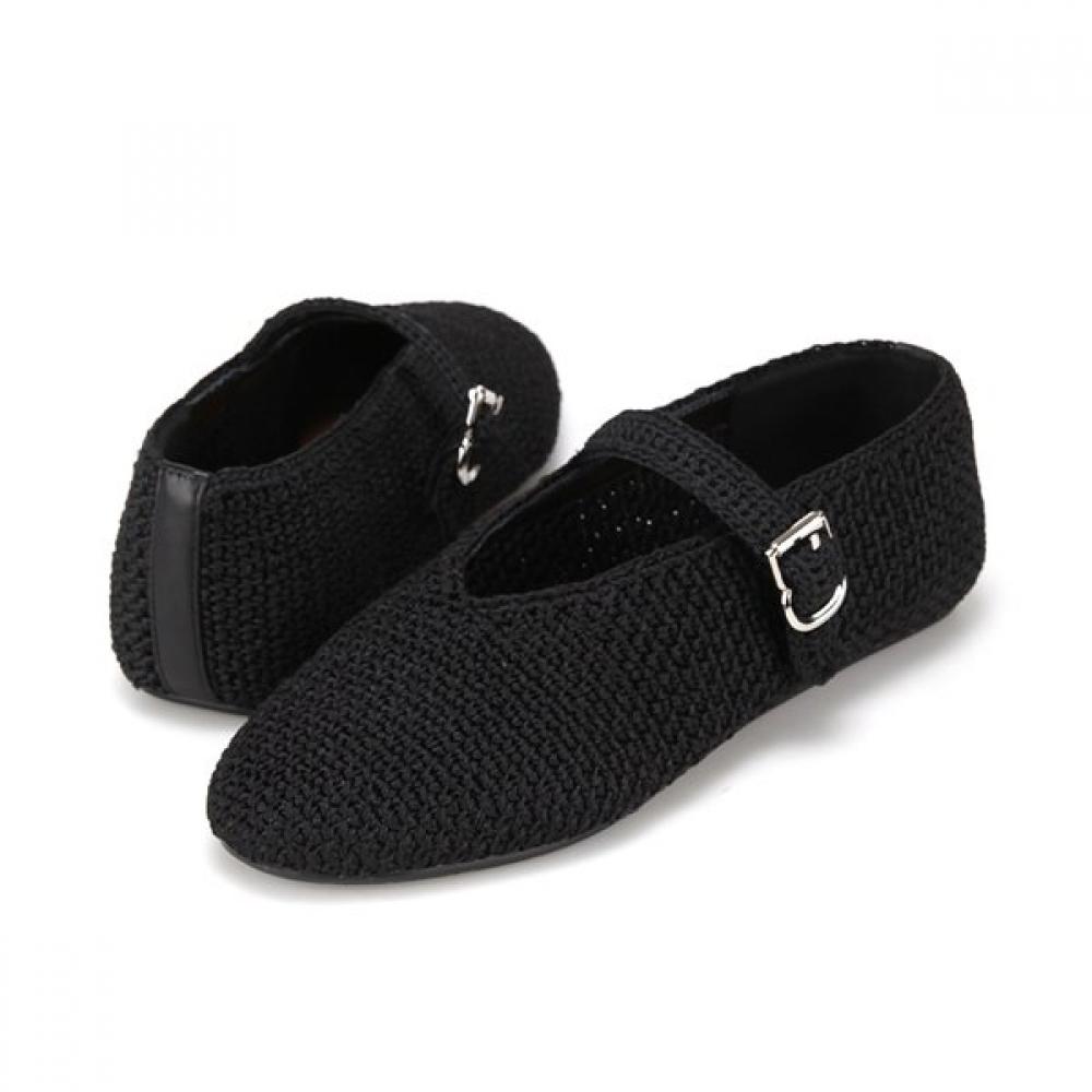Barbara Handmade Knit Fabric Mary Jane Flat 0.5cm Bbj150bk