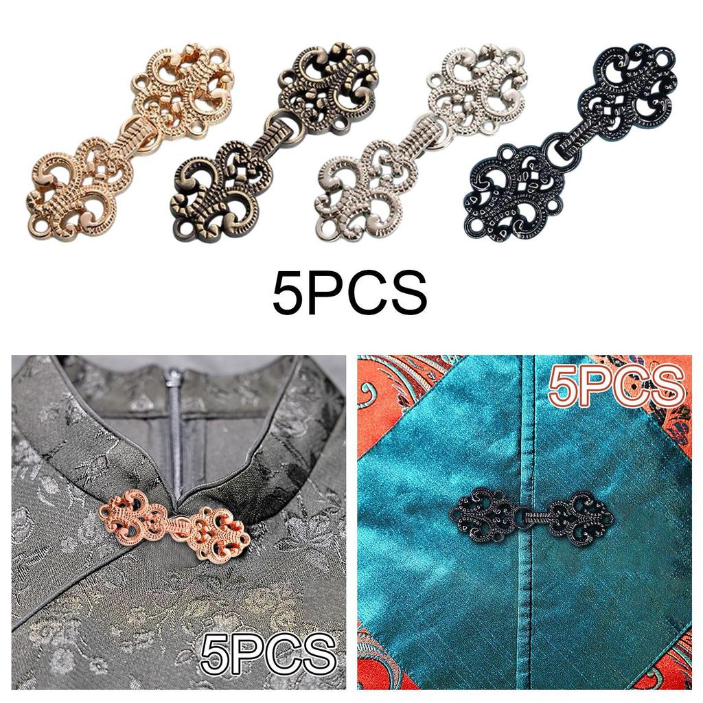 5x Cloak Clasp Fasteners Buckle Handcraft Traditional Sew On Cardigan Clips for Tang Suit Dress Shirt Stage Costume Cheongsam