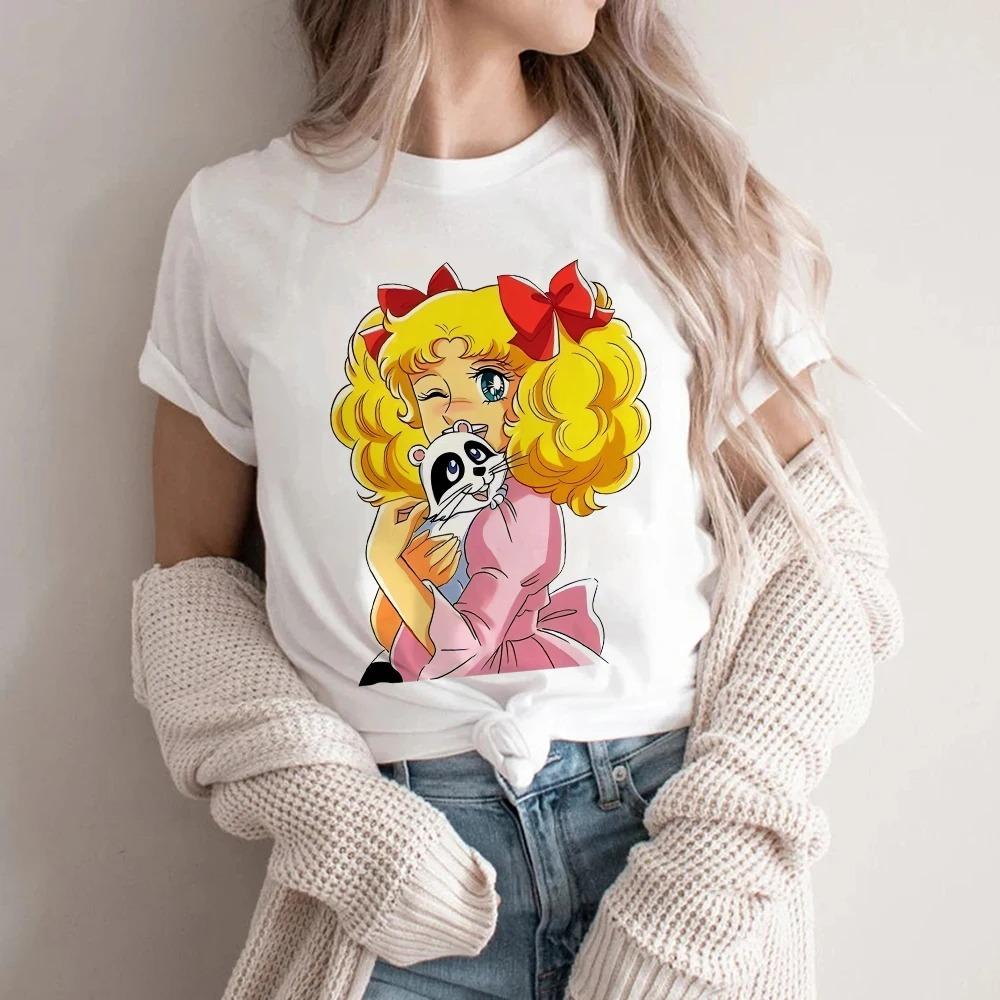 2026 Candy Cartoon Print Streetwear T-shirt Harajuku Clothes Fashion T Shirt Short Sleeve Summer Tee Casual Female O-Neck Top