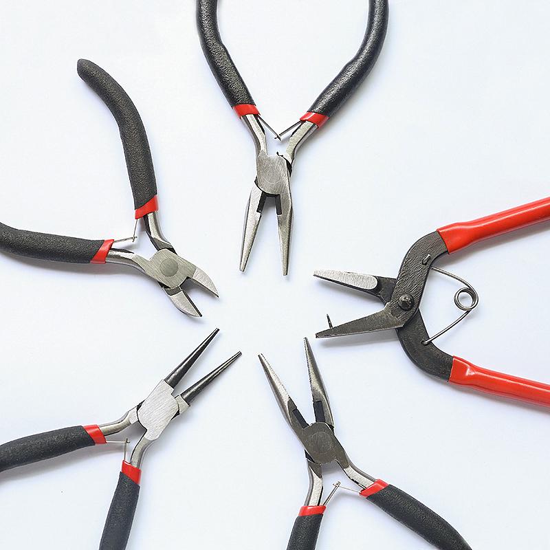 DIY Beading Tool Kit: Bent Needle, 9 Needles, T-Shaped Pliers, Round Nose Pliers for Handmade Jewelry Earrings and Studs