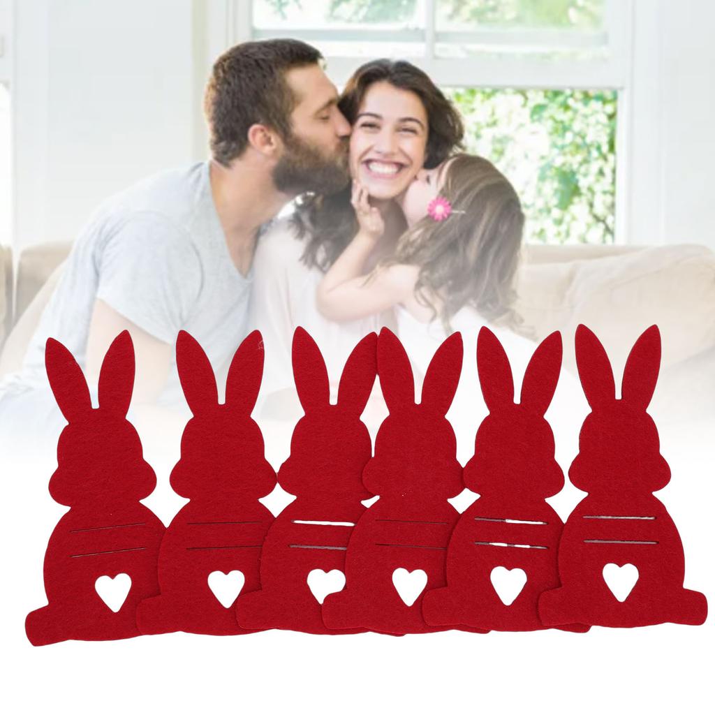 6PCS Easter Bunny Money Holders Funny Felt Cash Holder Card for Banknote Holding Party Decoration Red