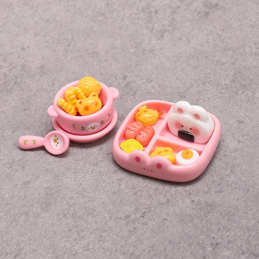 Mini Miniature Playset Pink Yellow Blue Realistic Food Model Lunch Food Ornament  Doll Accessories
