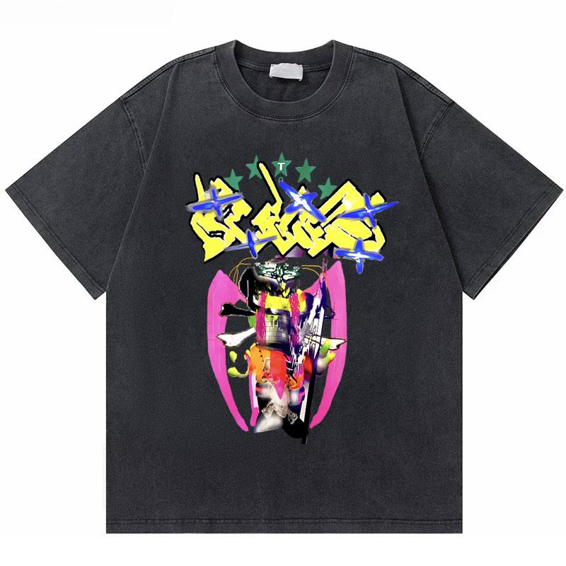 Washed Vintage Rapper Bladee Hip Hop Oversized Tshirt Drain Gang Graphic Tshirt Men Women Fashion Artistic Sense T Shirts