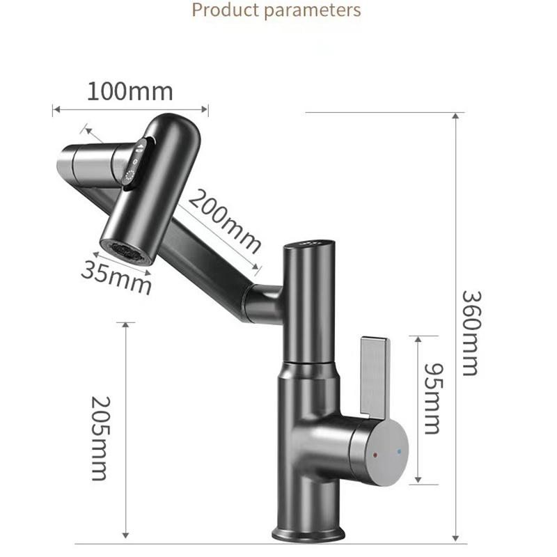 Digital Display LED Basin Faucet 360 Rotation Multi-function Stream Sprayer Hot Cold Water Sink Mixer Wash Tap For Bathroom