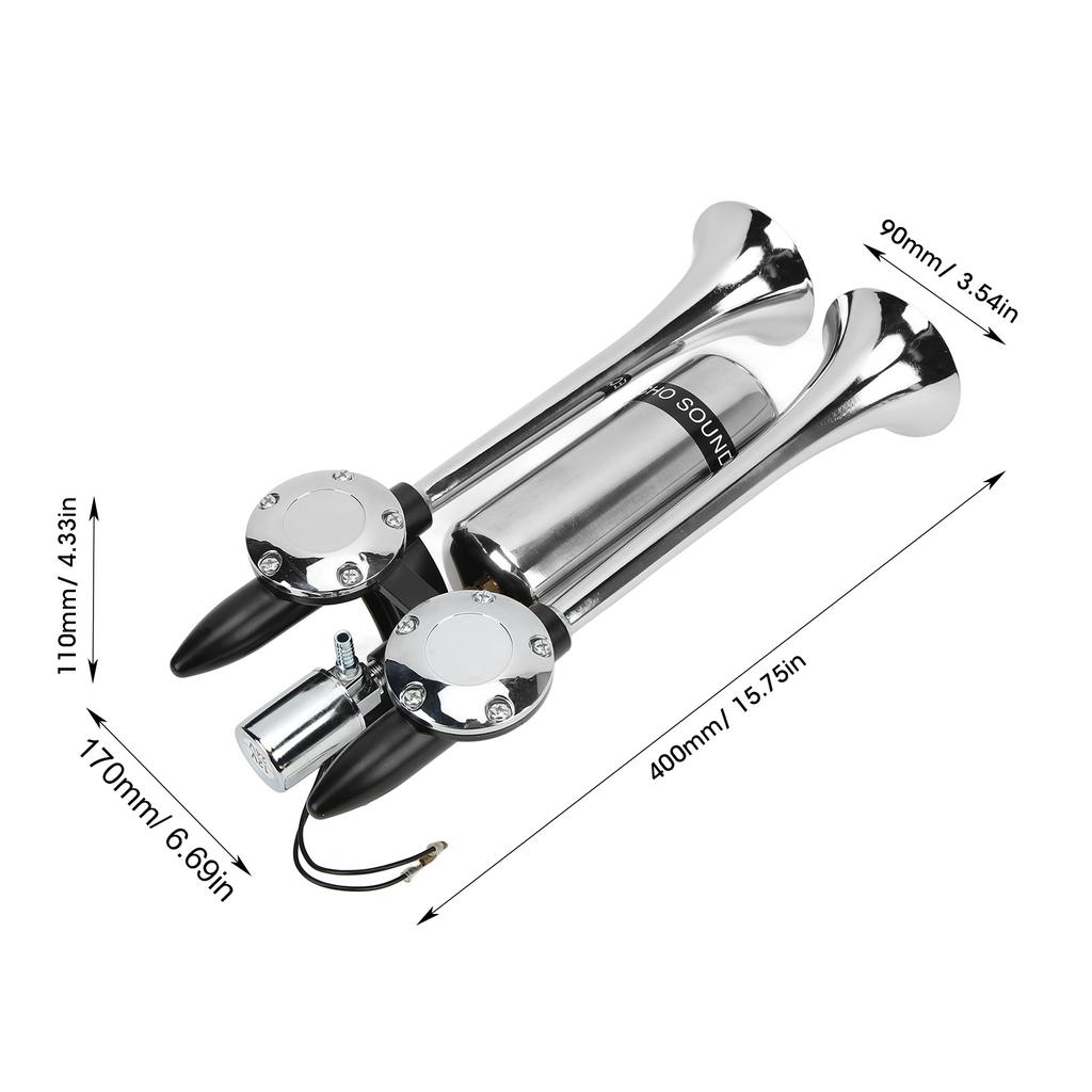 300DB billufthorn sinklegering forkromning Dobbeltrørshøyttaler for togskip SUV RV lastebil Motorsykkel 12V/24V lufthorn
