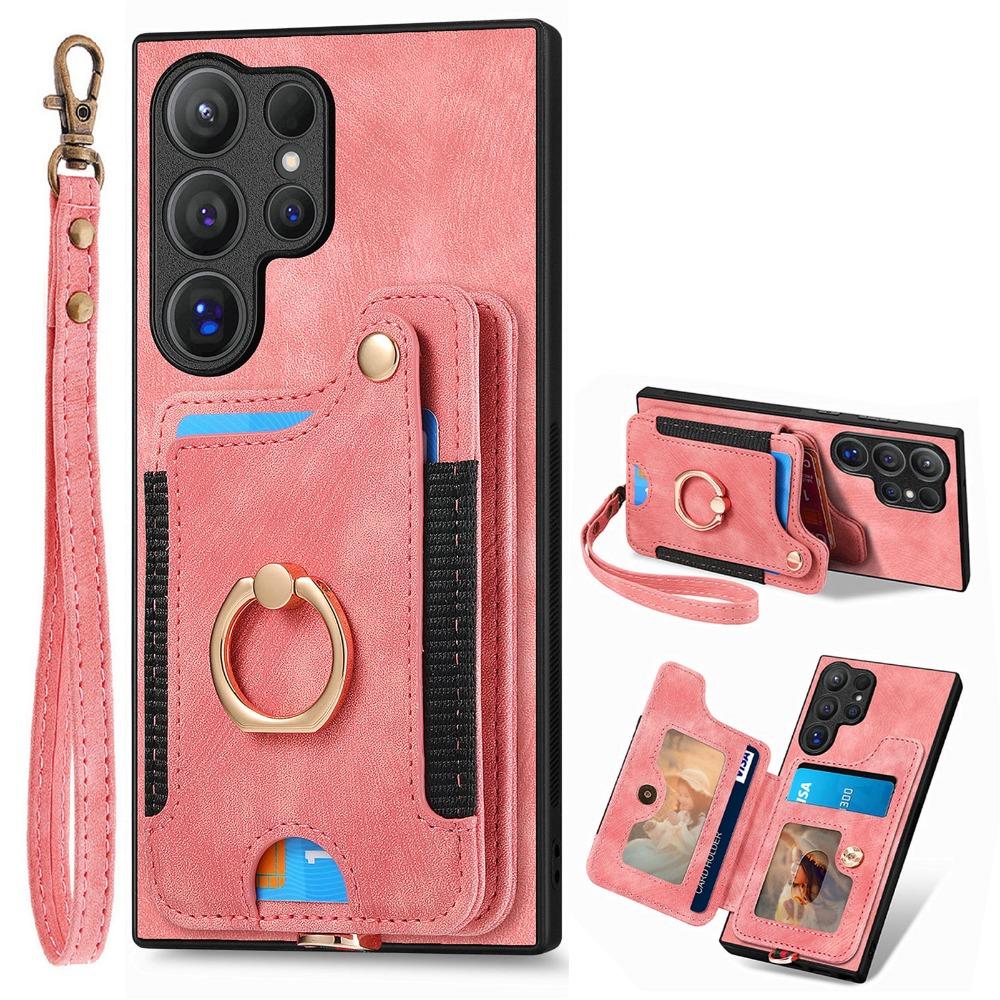 Wrist Strap Phone Case for Samsung Galaxy S24 S23 FE S25 S22 Ultra Plus A16 A06 A36 A56 A55 Ring Bracket Wallet Card Slot Cover