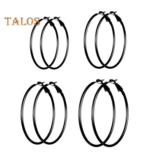

4 пары женских обручей разных размеров, круглые серьги, полированные гальванические украшения для ушей, ювелирные изделия, комплект висячих серег для леди и клуба чёрный
