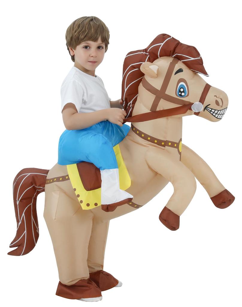 JOYBRO Inflatable Horse Costume for Cowboy Riding Horse Funny Animal Costume for Boys and Girls Perfect for Halloween Theme One Size Fits Most Kids,