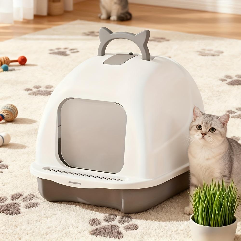 

Fully Enclosed Top Entry Cat Litter Box, Extra Large Deep Base, Splash & Odor Proof with Carbon Filter,Anti-Tracking Litter Tray брудно-білий